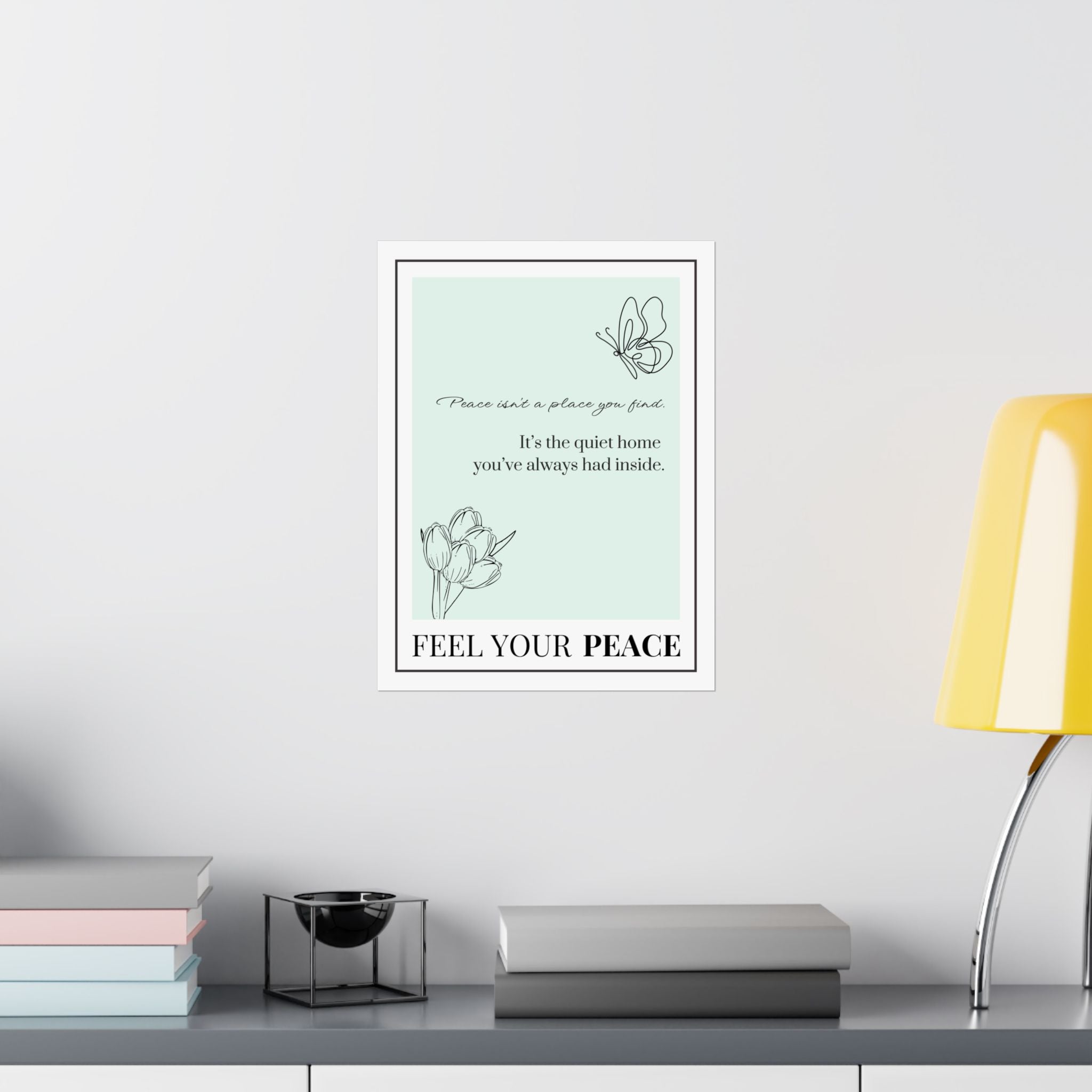"Feel Your Peace" – Mint Green Inspirational Poster