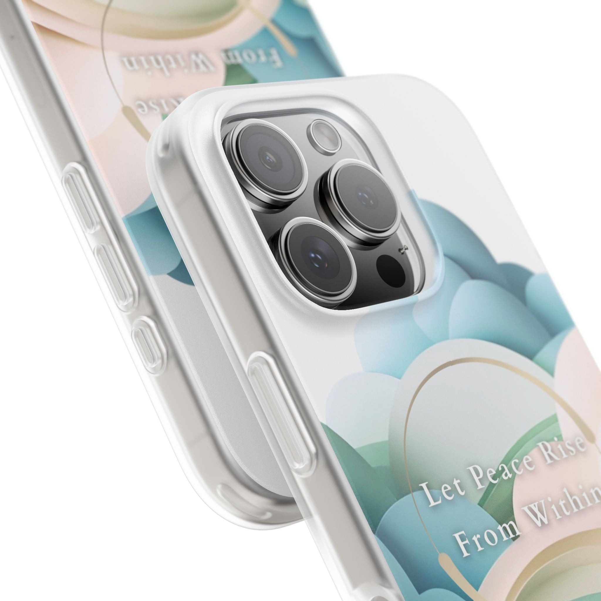 Inspirational Clear Phone Case – Let Peace Rise from Within