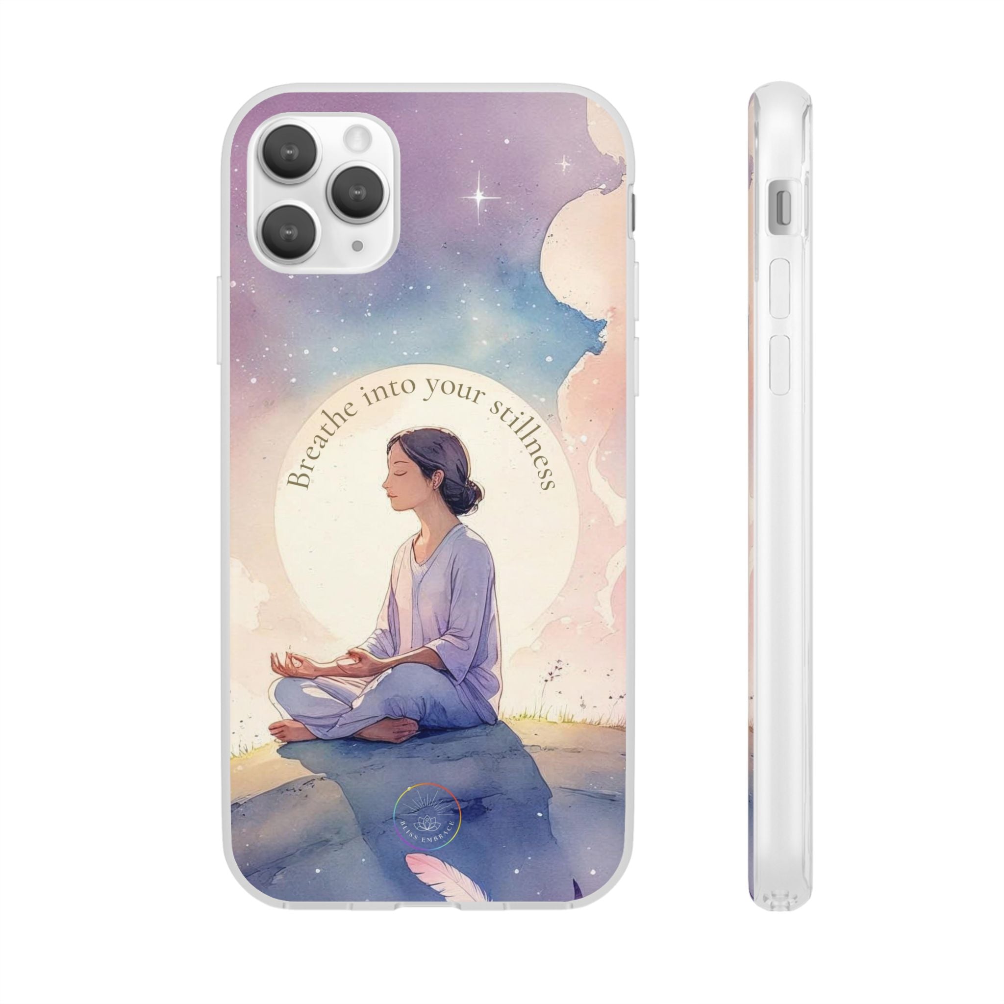 Inspirational Clear Phone Case – Breathe into Your Stillness