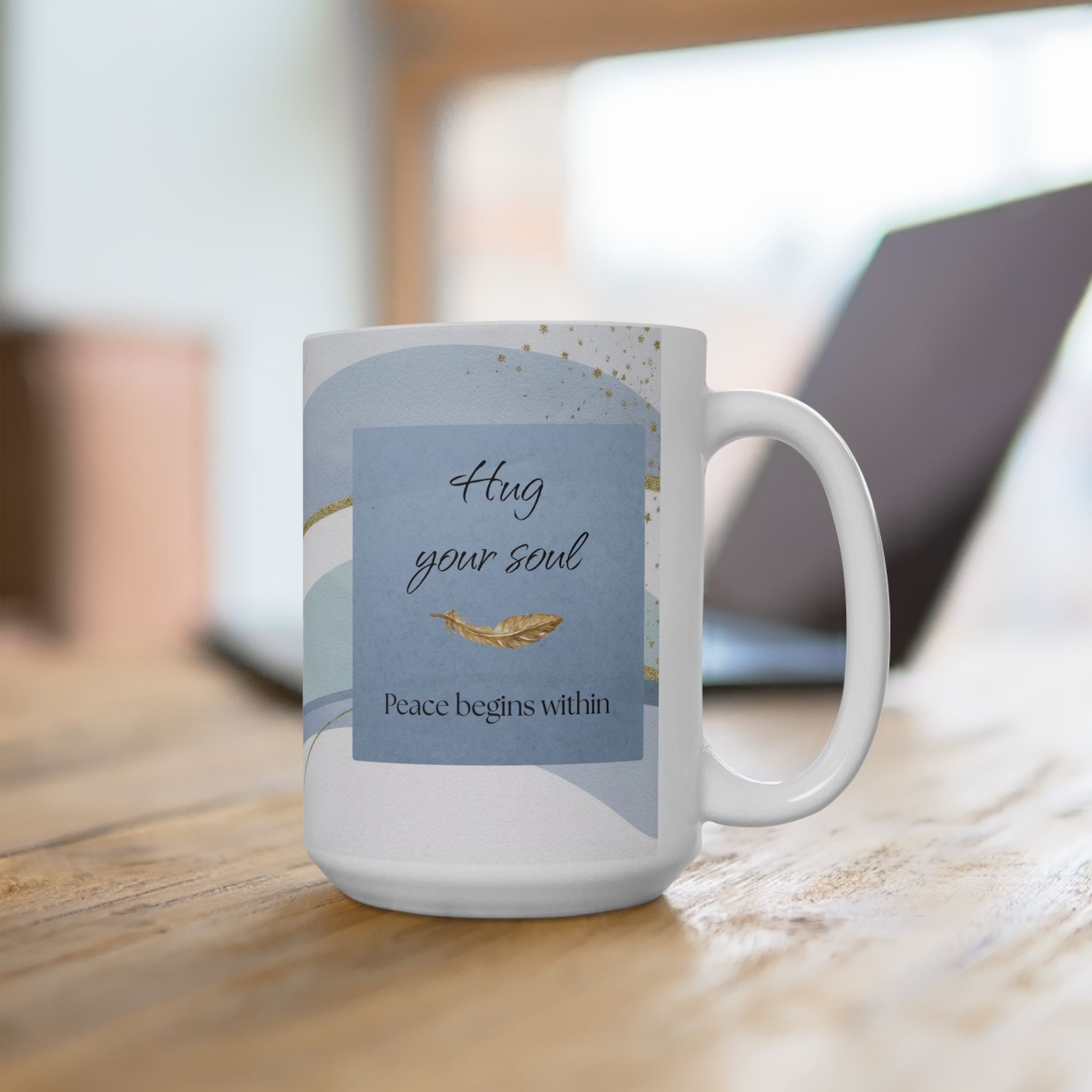 "Hug You Soul" Sky Blue Ceramic Mug