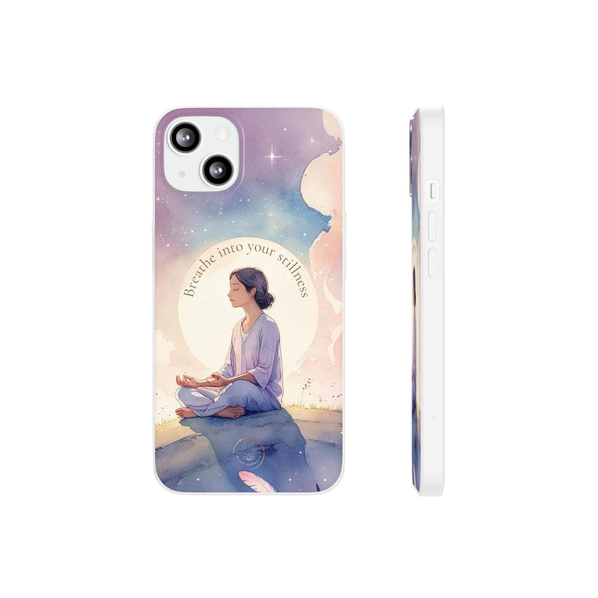 Inspirational Clear Phone Case – Breathe into Your Stillness