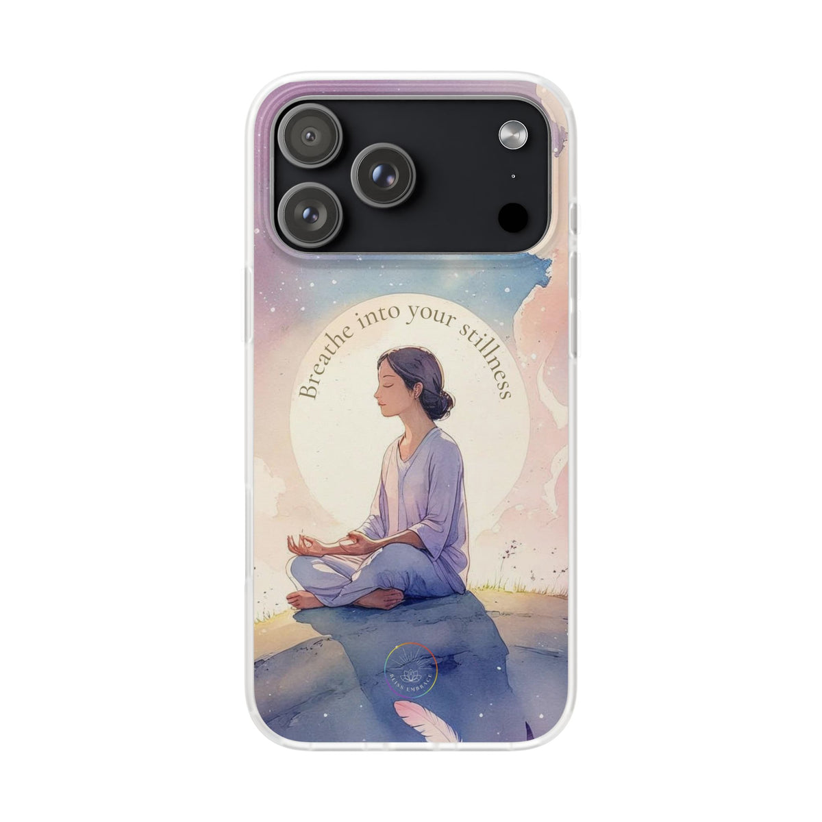 Inspirational Clear Phone Case – Breathe into Your Stillness