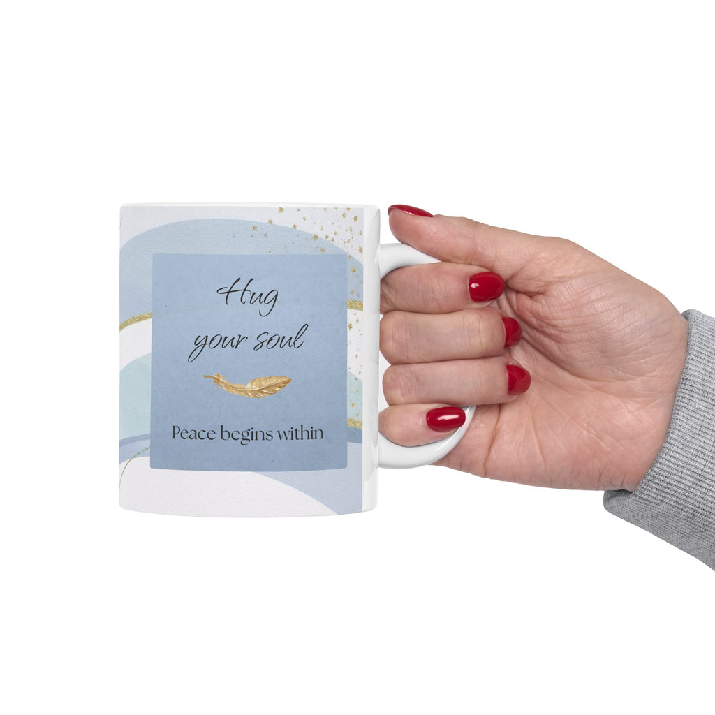 "Hug You Soul" Sky Blue Ceramic Mug