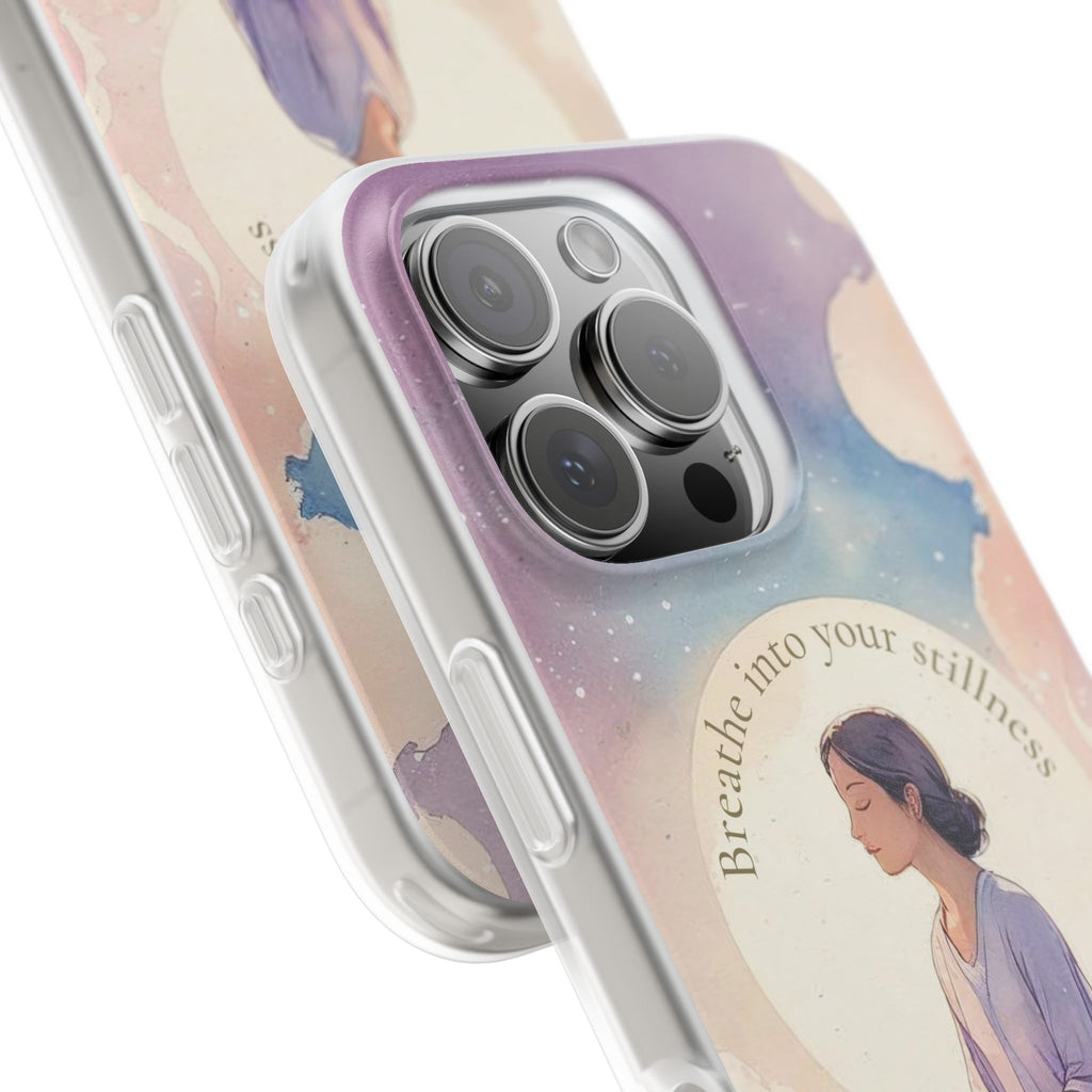 Inspirational Clear Phone Case – Breathe into Your Stillness