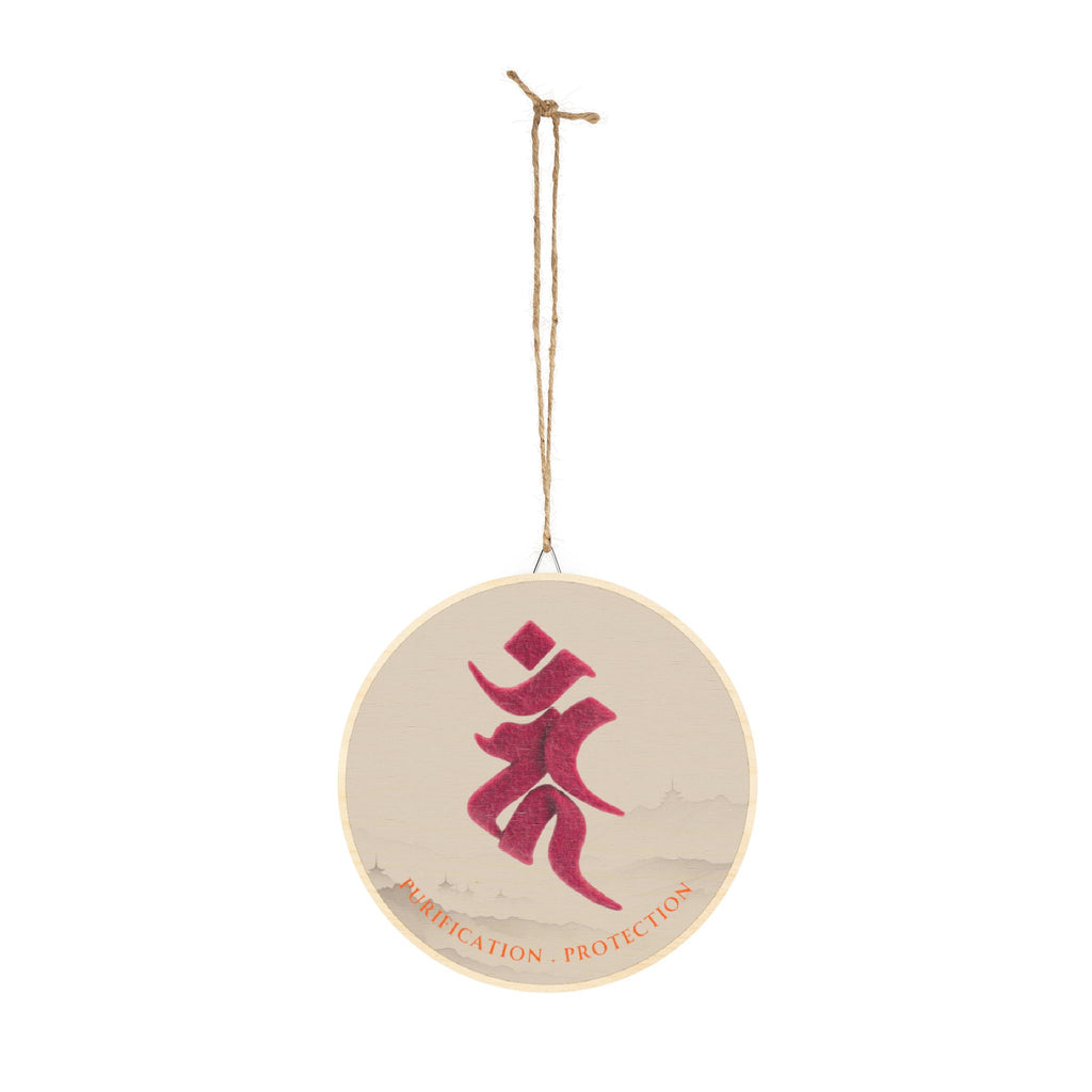 Fudo Myoo (Acalanatha) Bonji Mystic Amulet Wood Sign