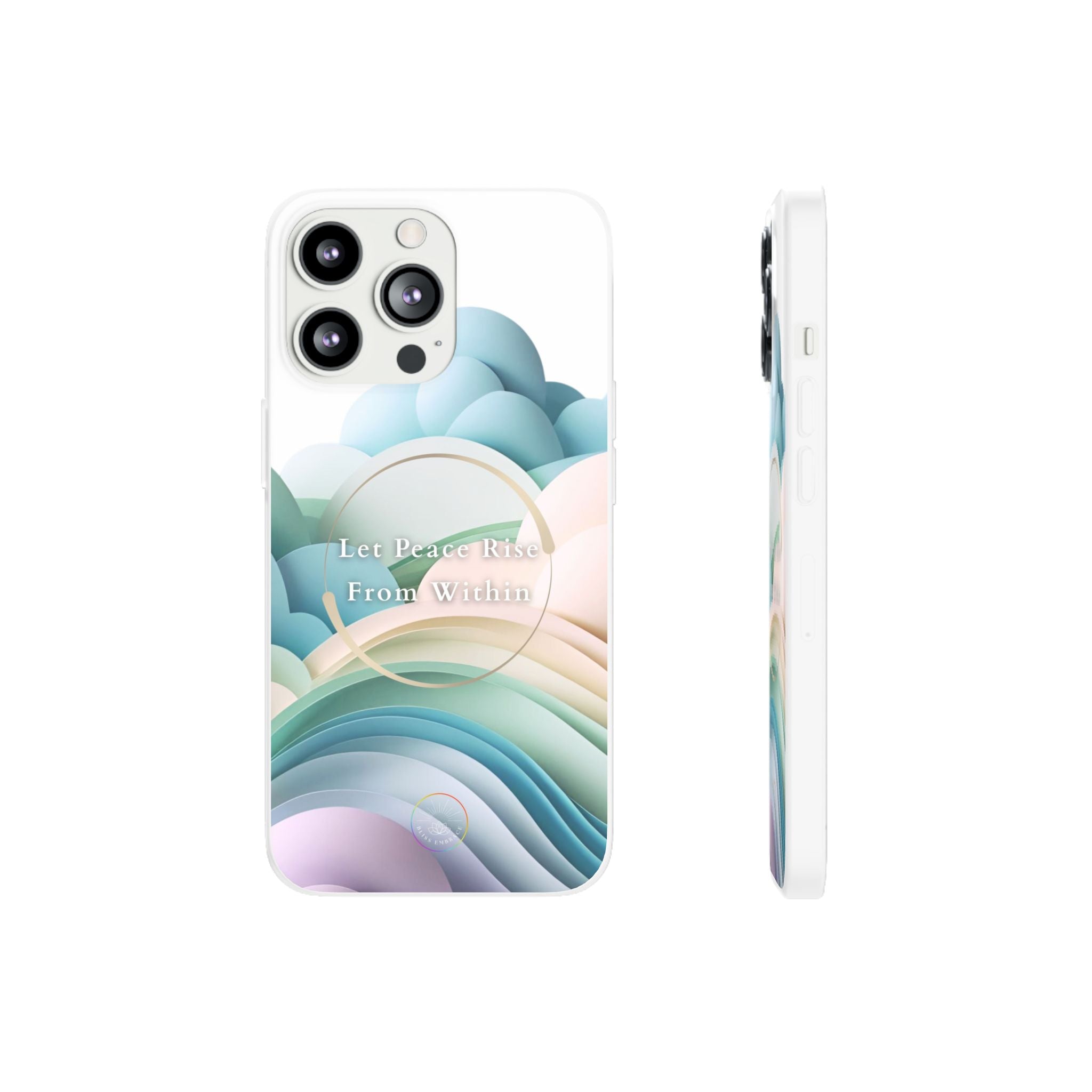 Inspirational Clear Phone Case – Let Peace Rise from Within