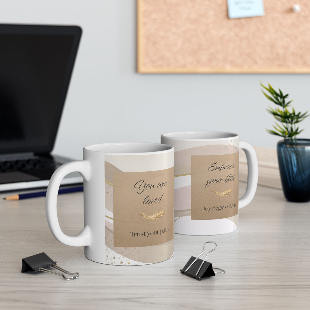 "Embrace Your Bliss" Beige Ceramic Mug