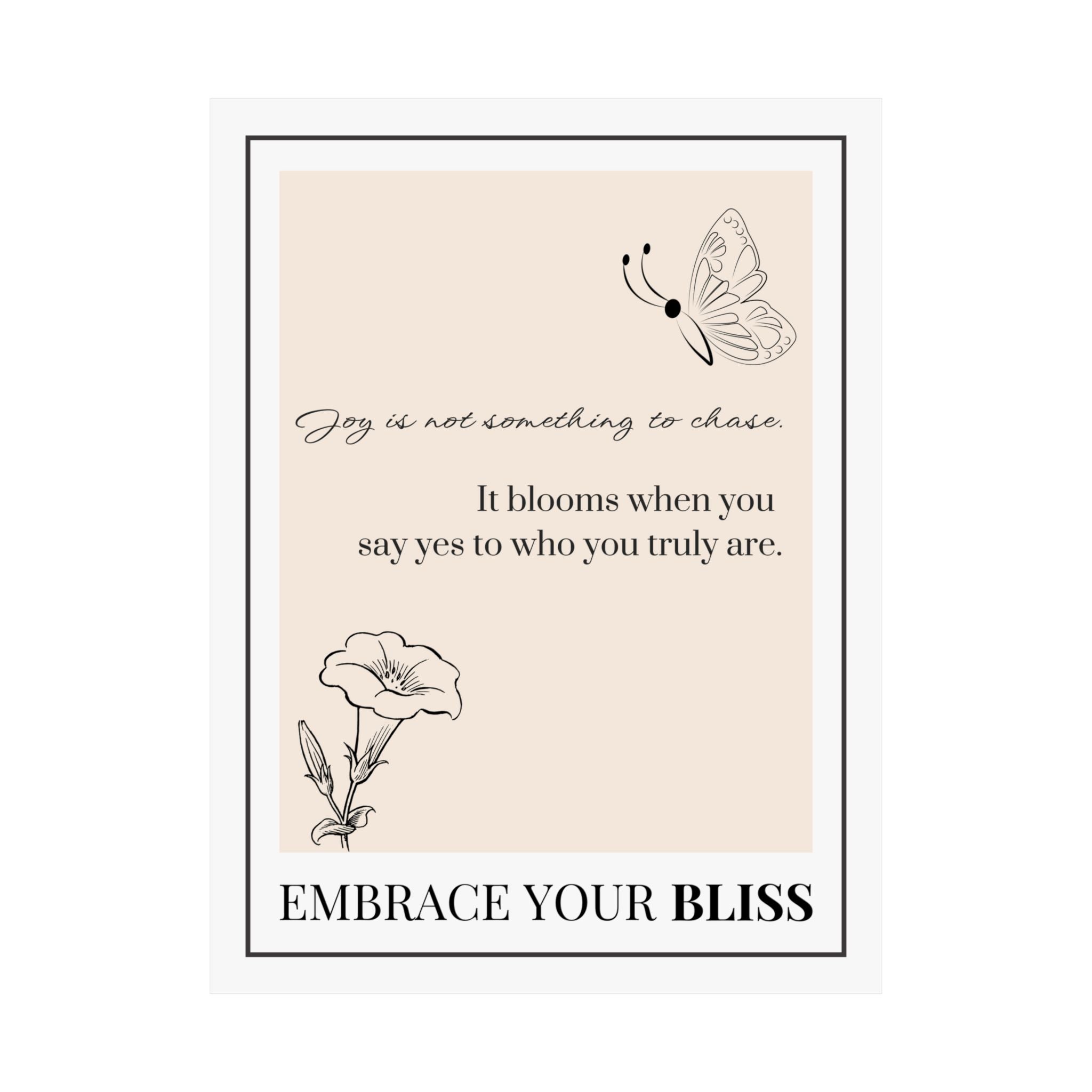 "Embrace Your Bliss" – Beige Motivational Poster