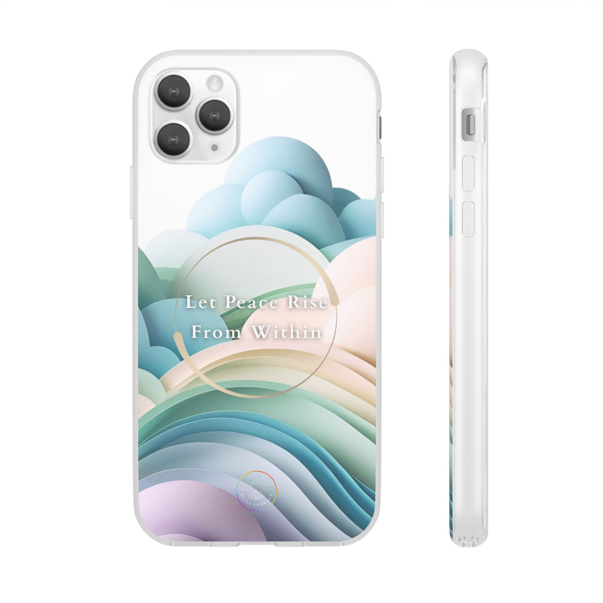Inspirational Clear Phone Case – Let Peace Rise from Within