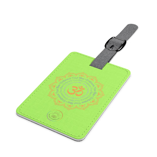 "Embrace Your Bliss" Green Om Mandala Luggage Tag