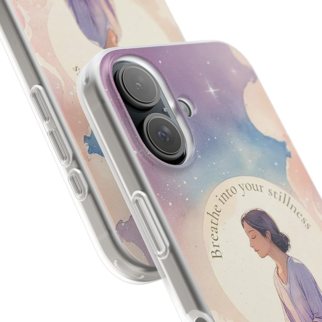 Inspirational Clear Phone Case – Breathe into Your Stillness