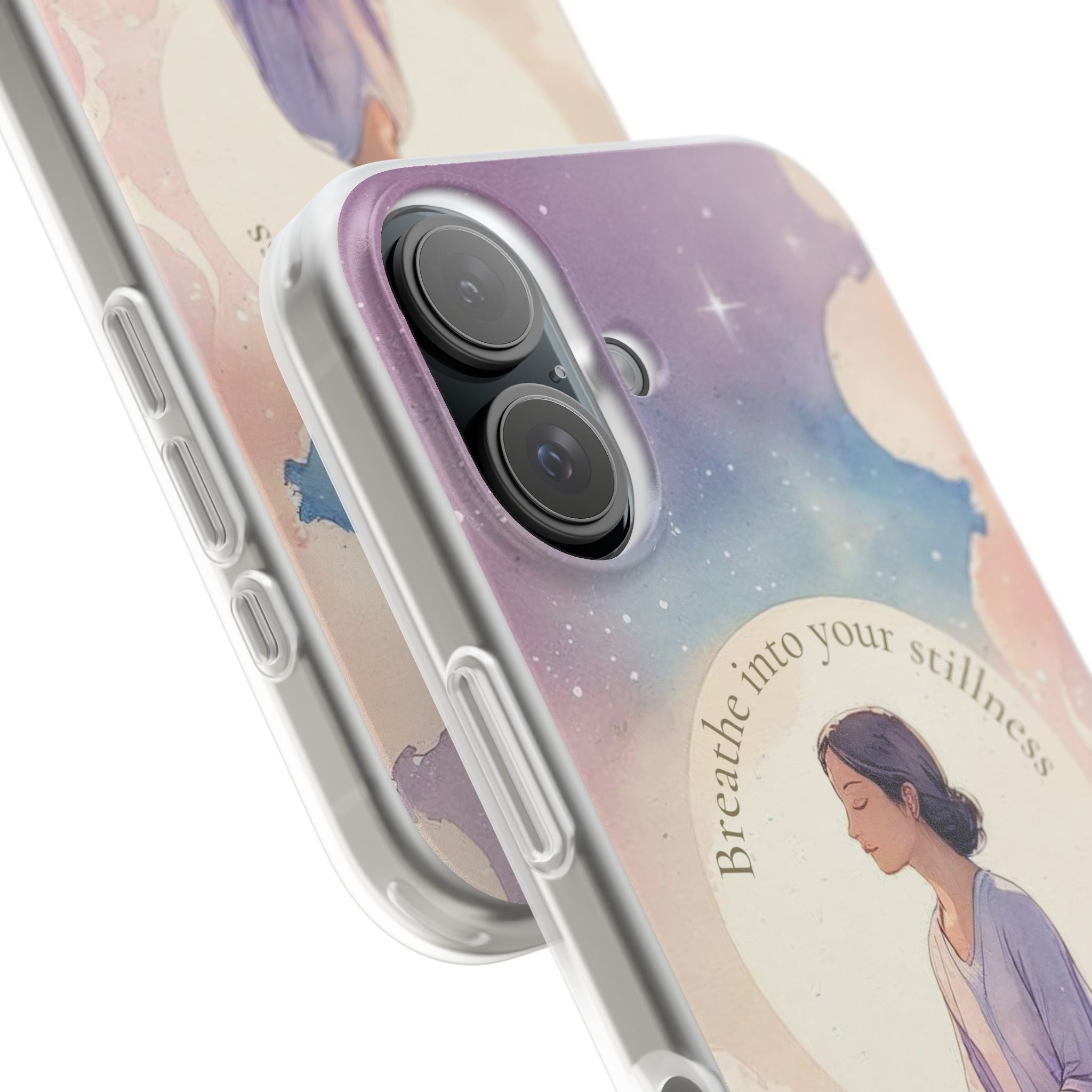 Inspirational Clear Phone Case – Breathe into Your Stillness