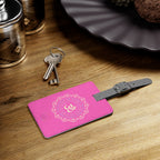 "Feel Your Peace" Pink Om Mandala Luggage Tag