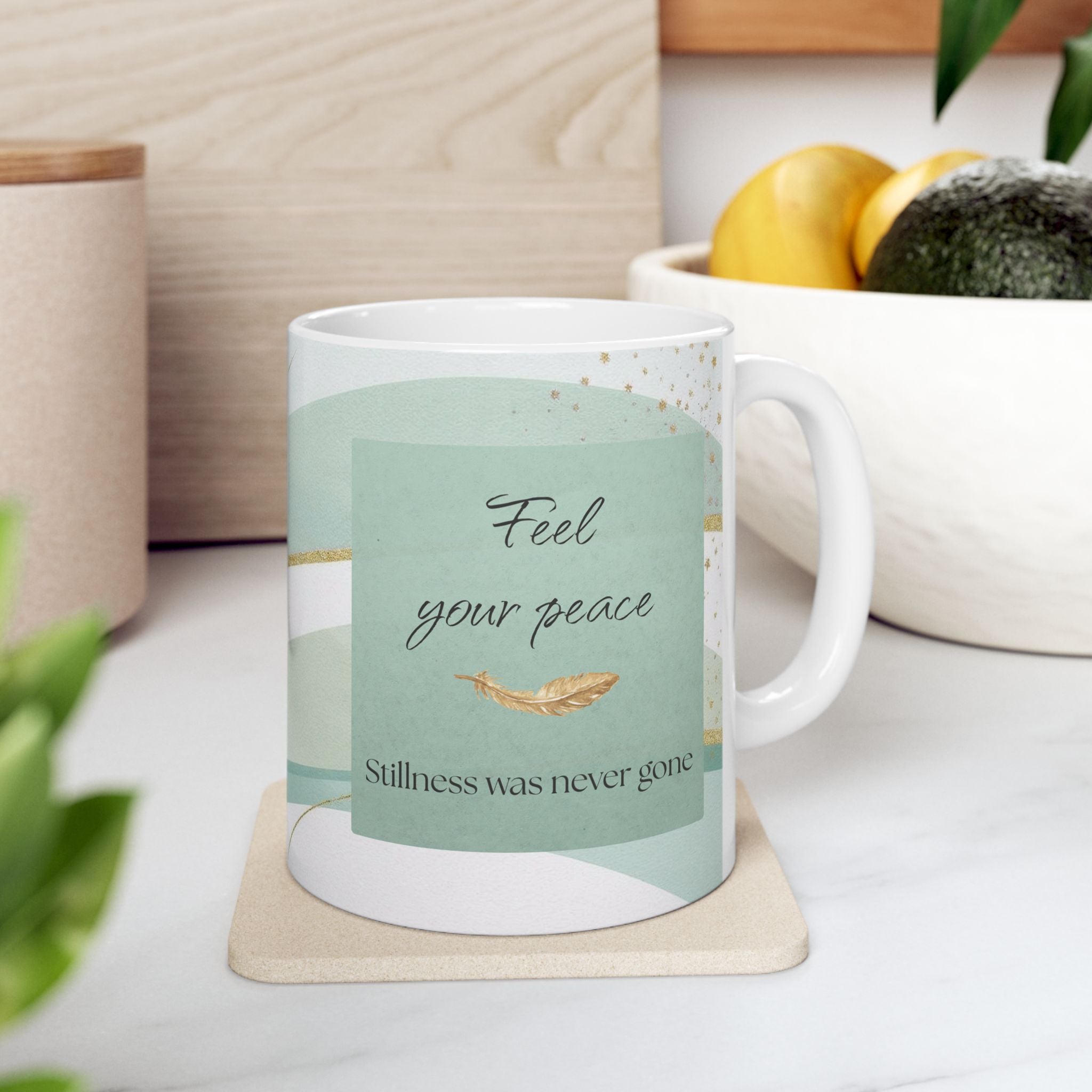 "Feel Your Peace" Mint Ceramic Mug