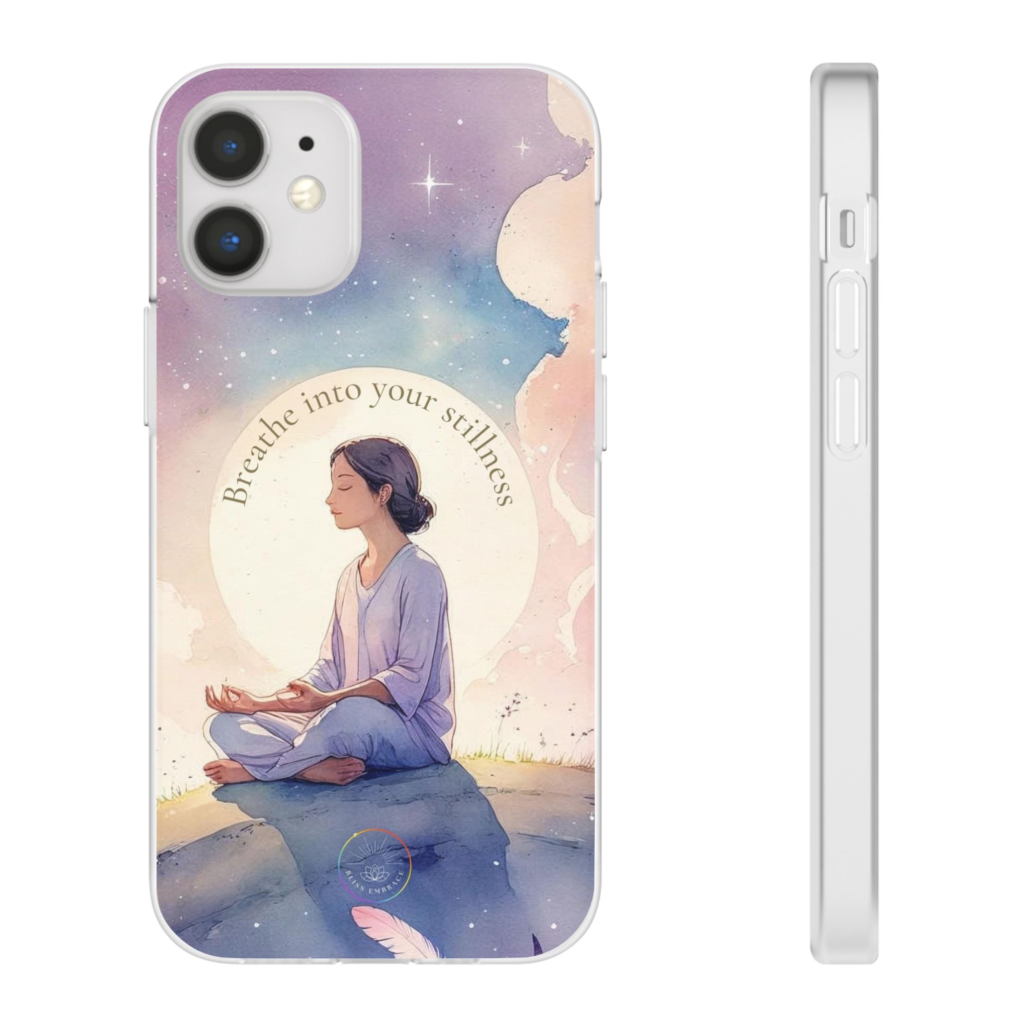 Inspirational Clear Phone Case – Breathe into Your Stillness