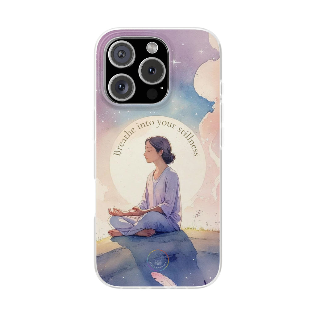Inspirational Clear Phone Case – Breathe into Your Stillness