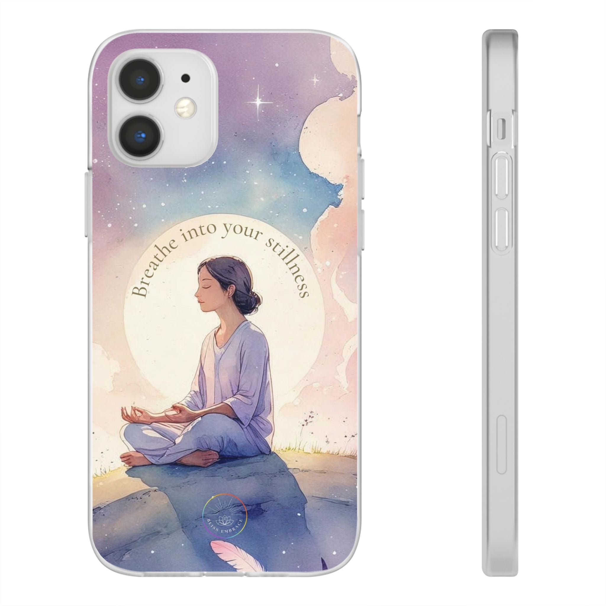 Inspirational Clear Phone Case – Breathe into Your Stillness