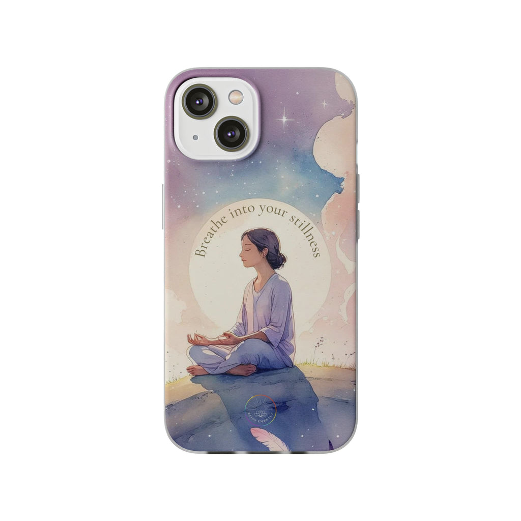 Inspirational Clear Phone Case – Breathe into Your Stillness