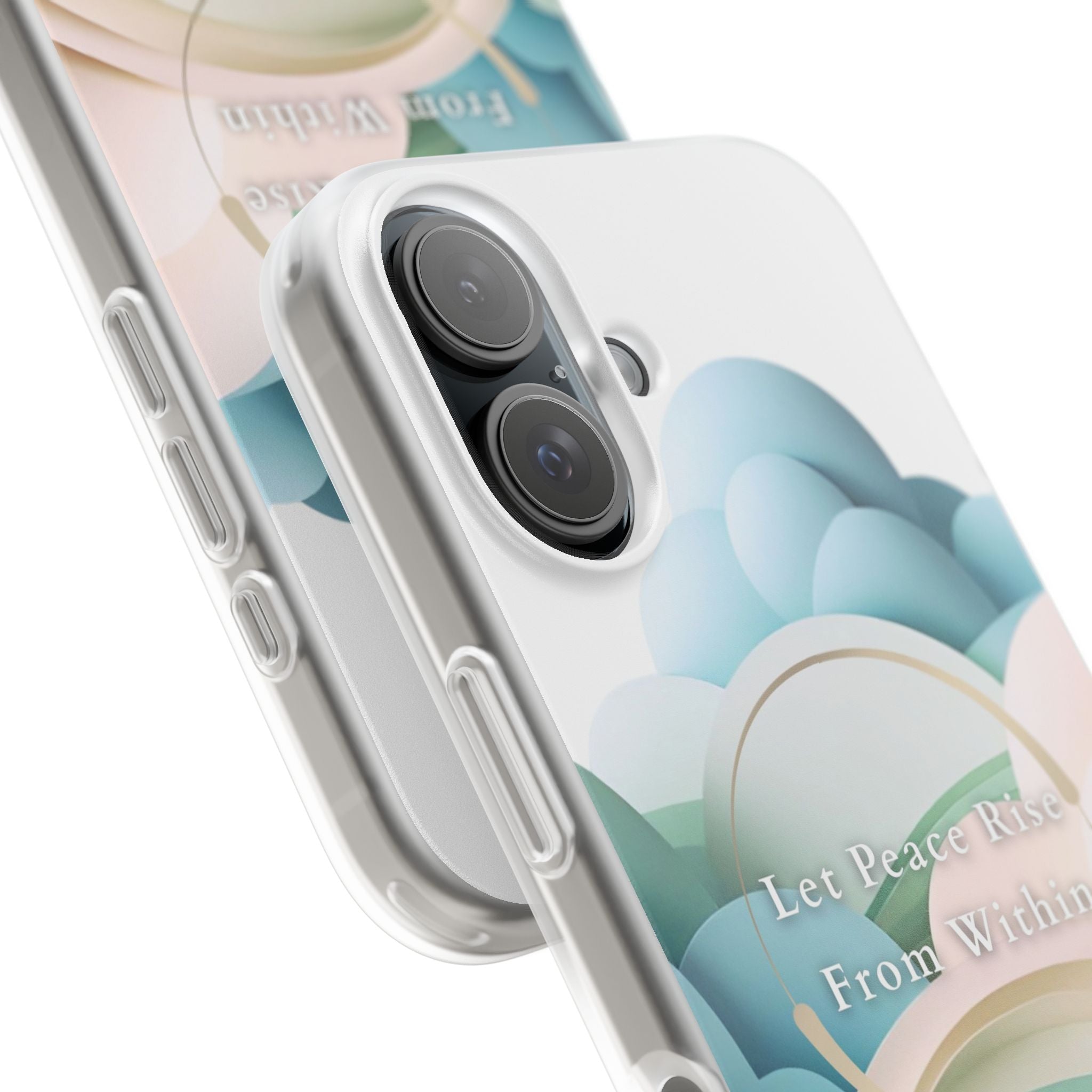 Inspirational Clear Phone Case – Let Peace Rise from Within