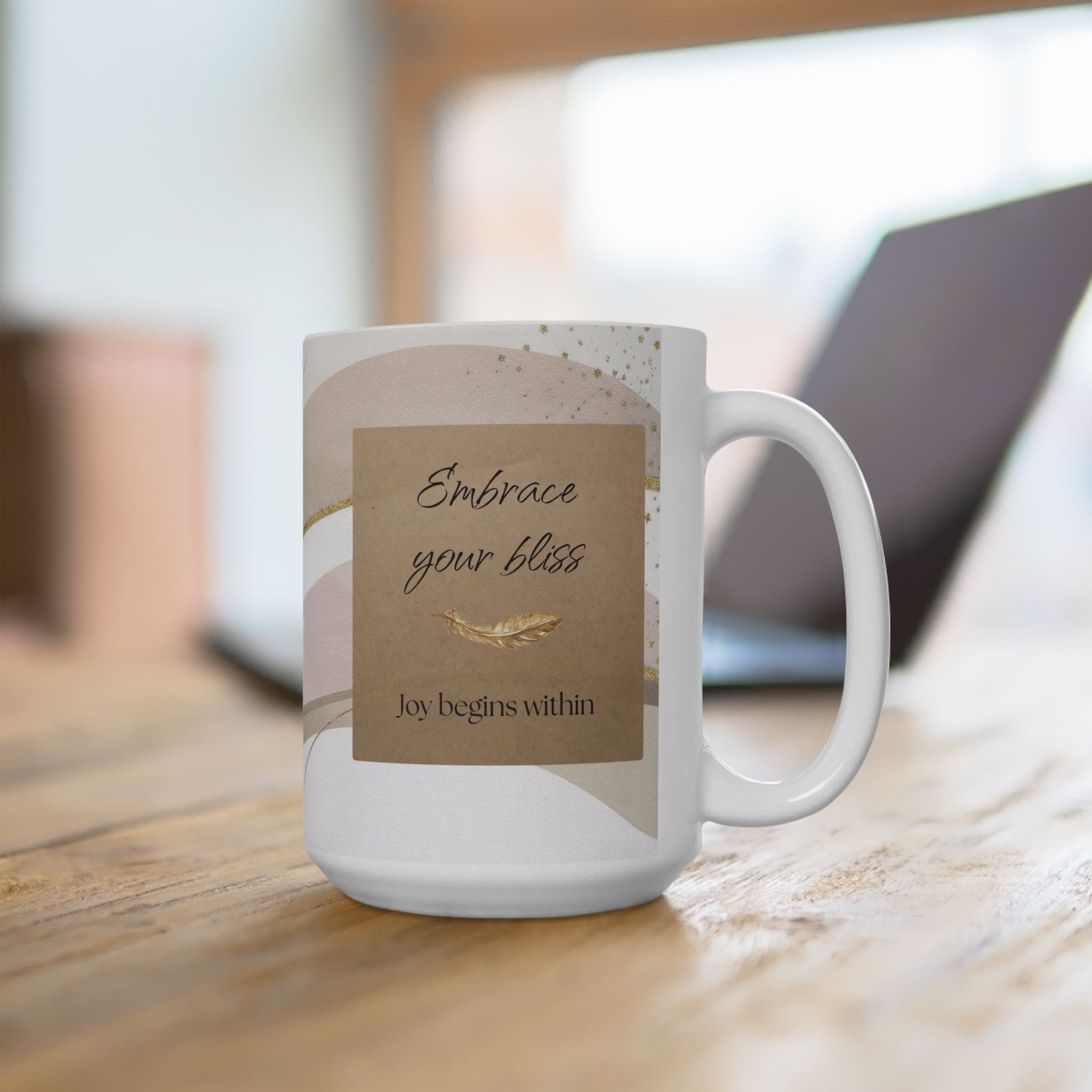 "Embrace Your Bliss" Beige Ceramic Mug