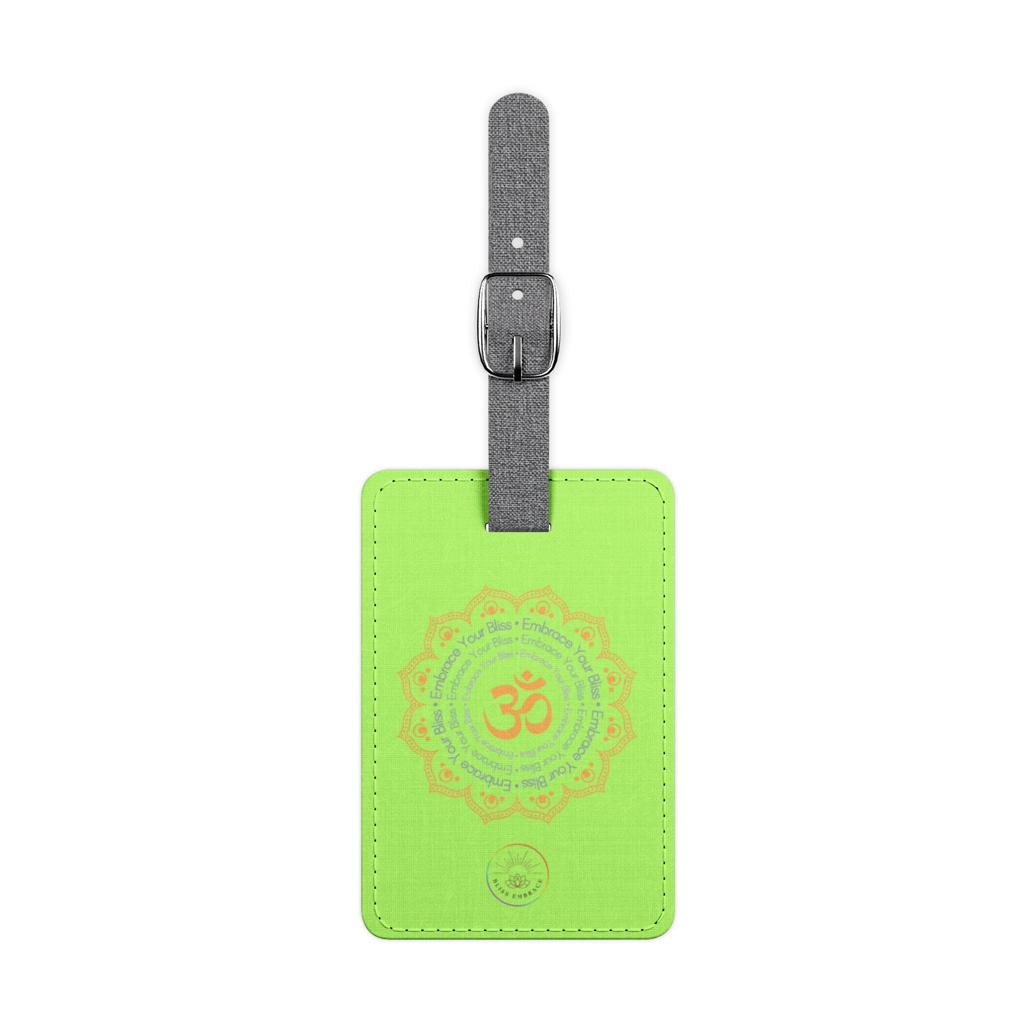 "Embrace Your Bliss" Green Om Mandala Luggage Tag