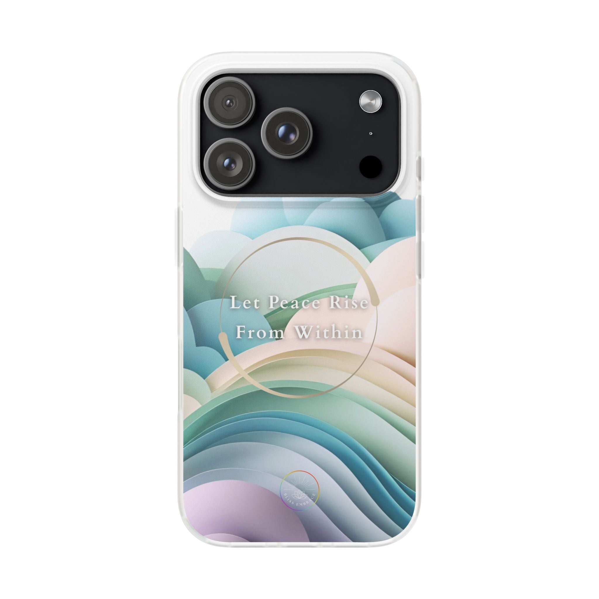 Inspirational Clear Phone Case – Let Peace Rise from Within