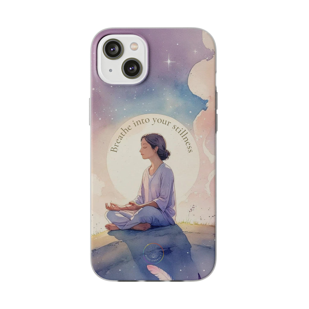 Inspirational Clear Phone Case – Breathe into Your Stillness
