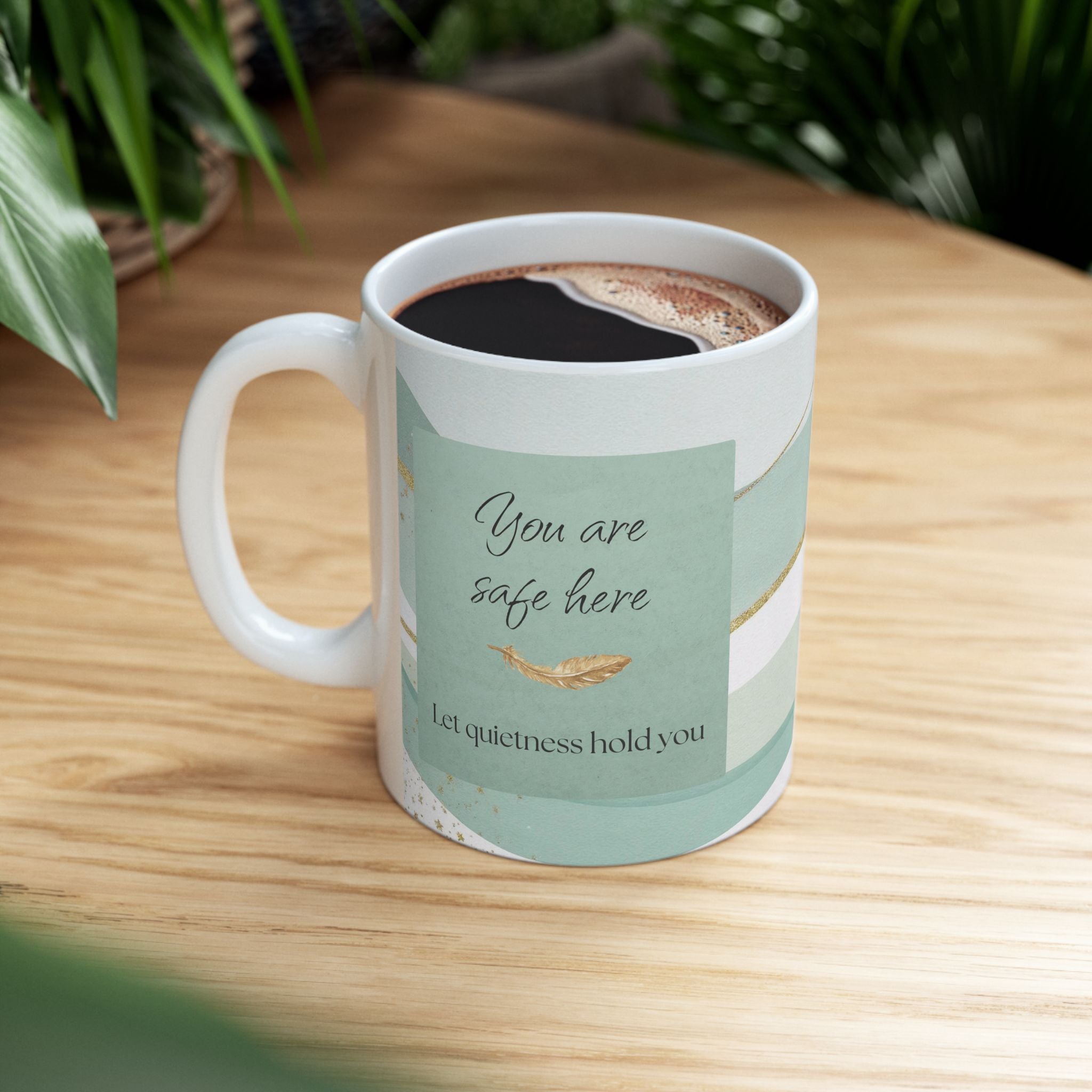"Feel Your Peace" Mint Ceramic Mug