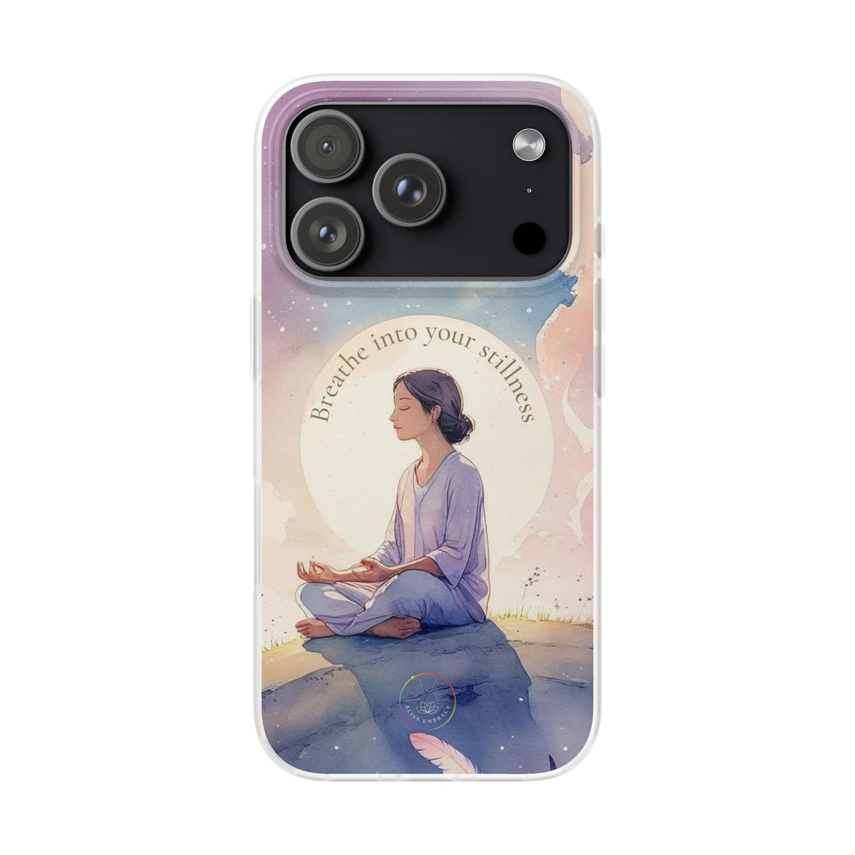 Inspirational Clear Phone Case – Breathe into Your Stillness