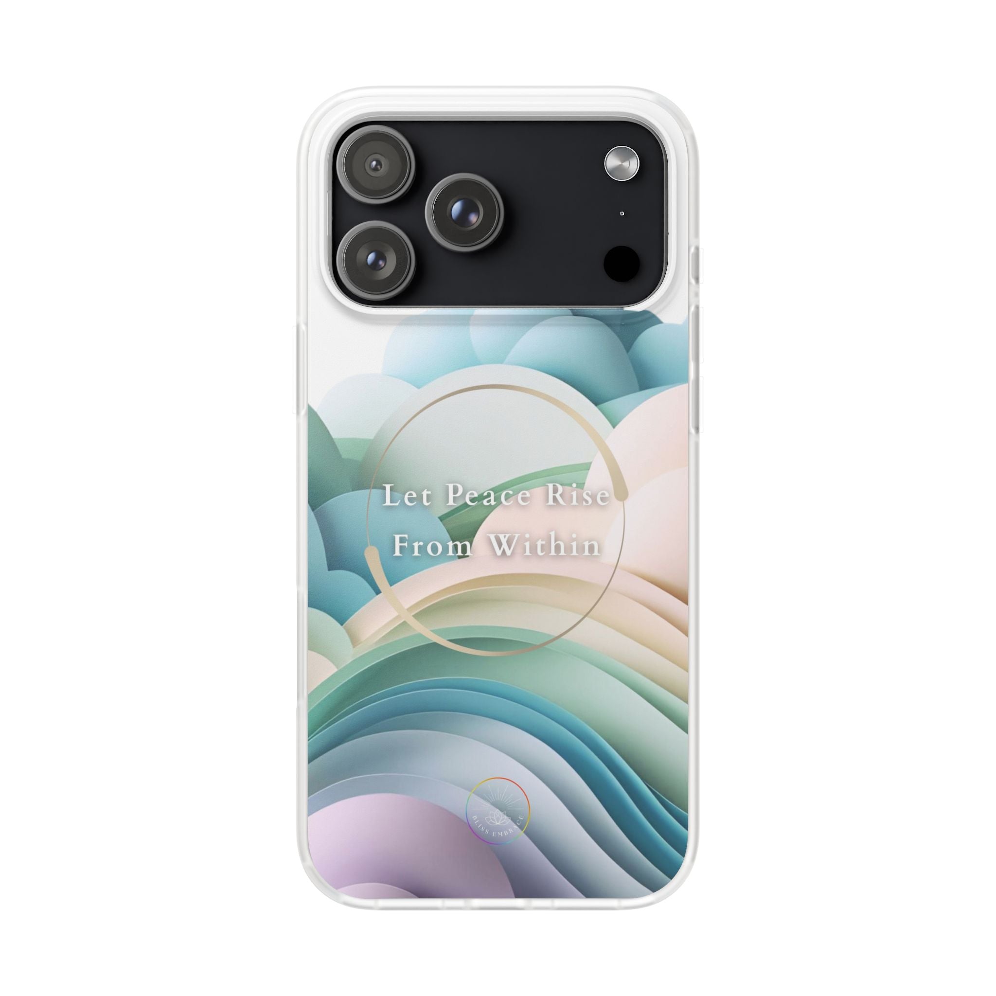 Inspirational Clear Phone Case – Let Peace Rise from Within