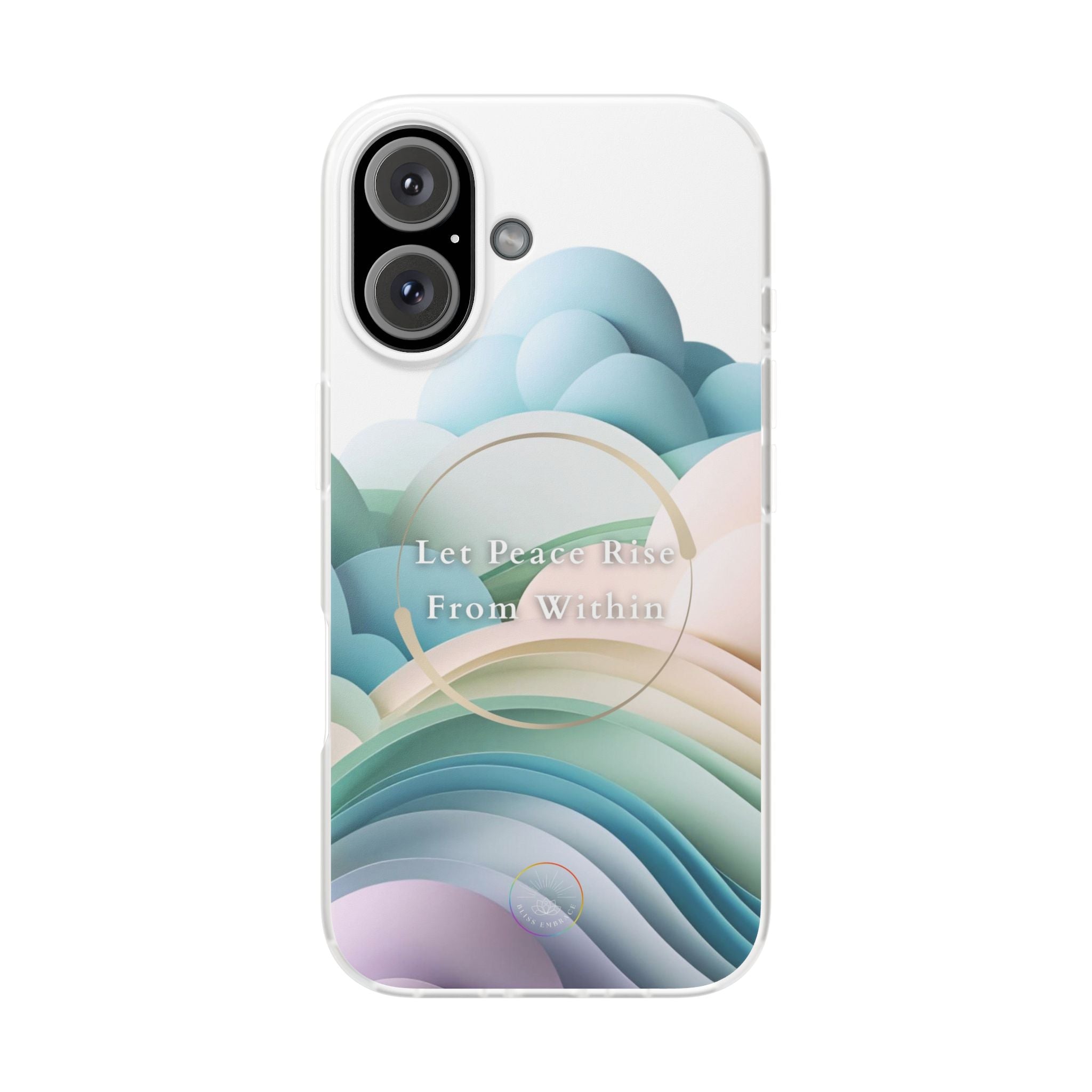 Inspirational Clear Phone Case – Let Peace Rise from Within