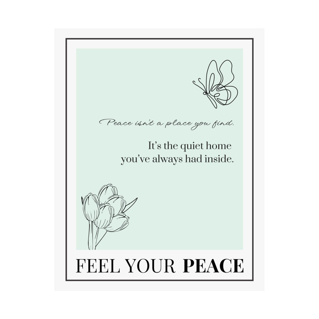 "Feel Your Peace" – Mint Green Inspirational Poster