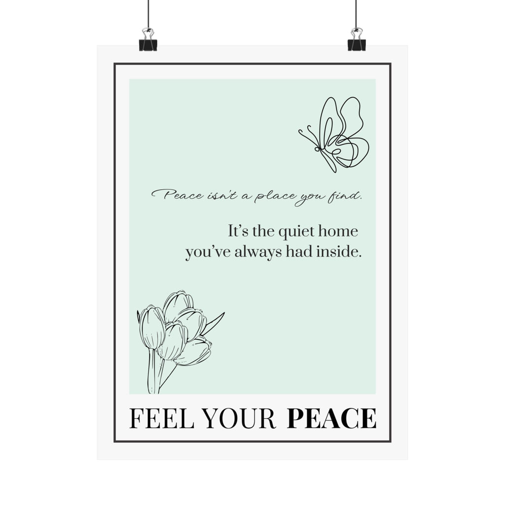 "Feel Your Peace" – Mint Green Inspirational Poster