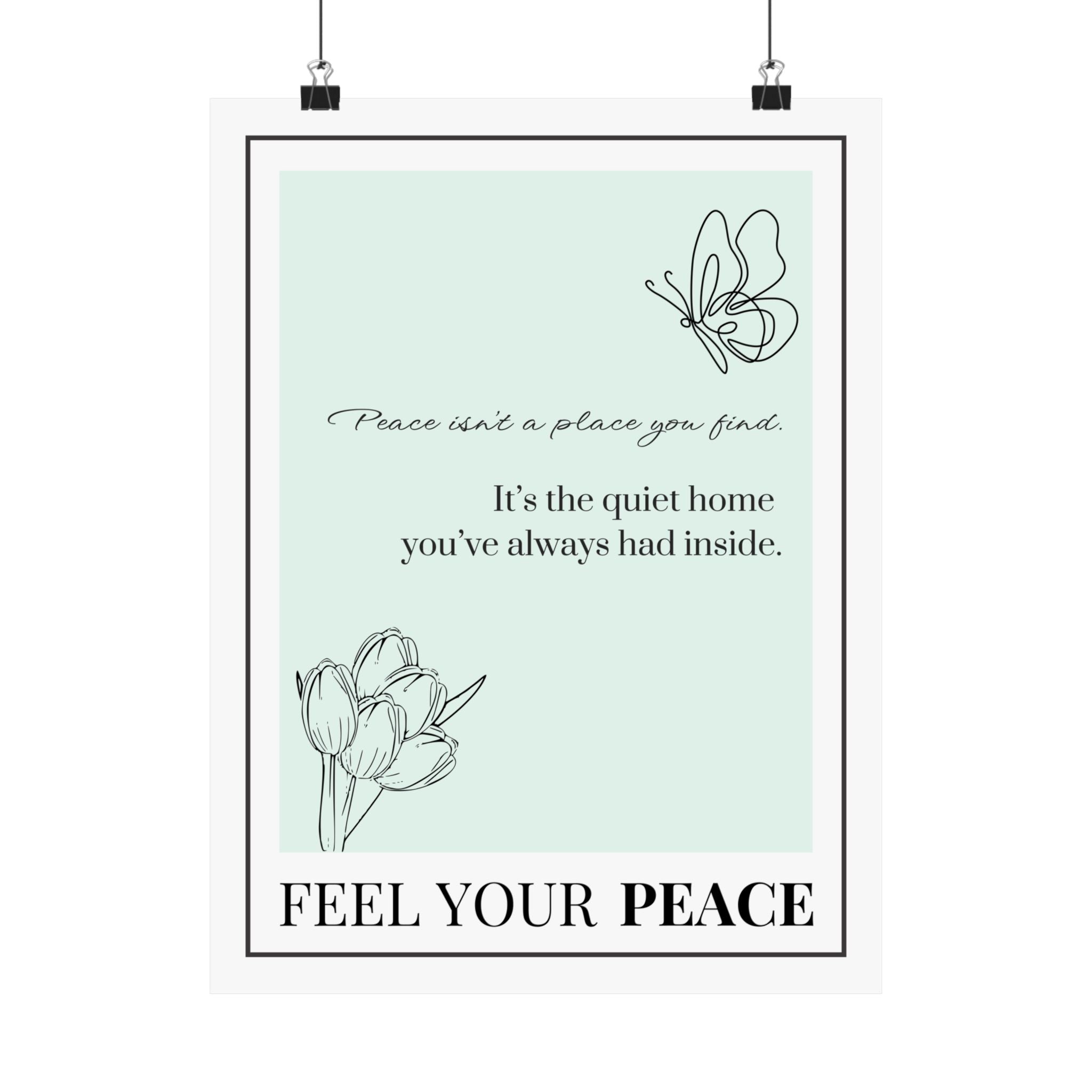 "Feel Your Peace" – Mint Green Inspirational Poster