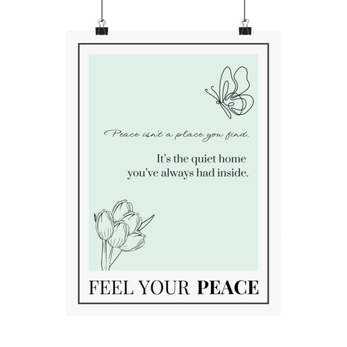 "Feel Your Peace" – Mint Green Inspirational Poster