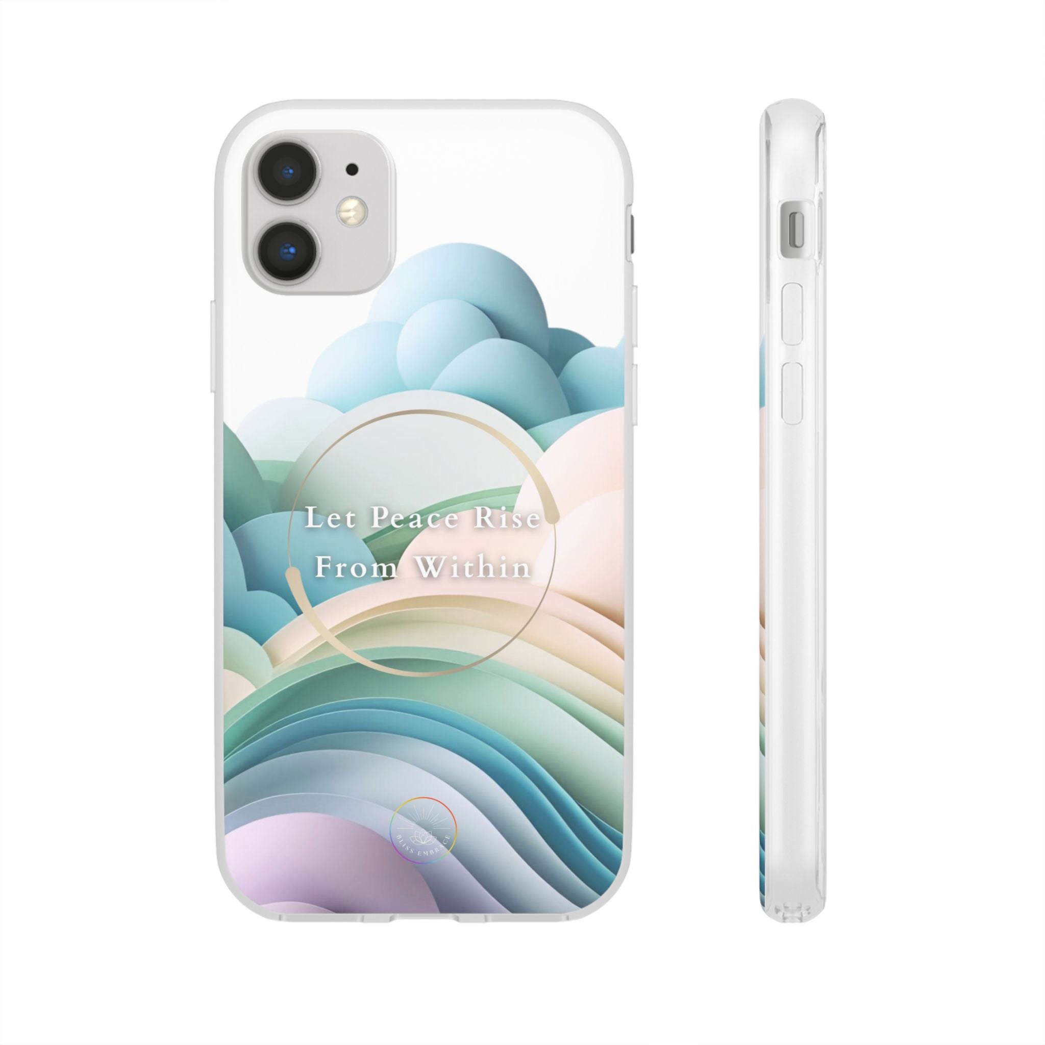 Inspirational Clear Phone Case – Let Peace Rise from Within