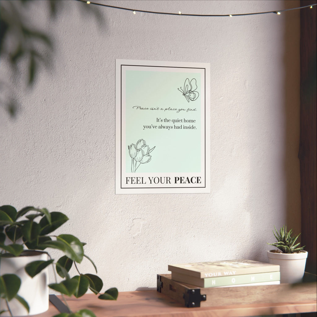 "Feel Your Peace" – Mint Green Inspirational Poster