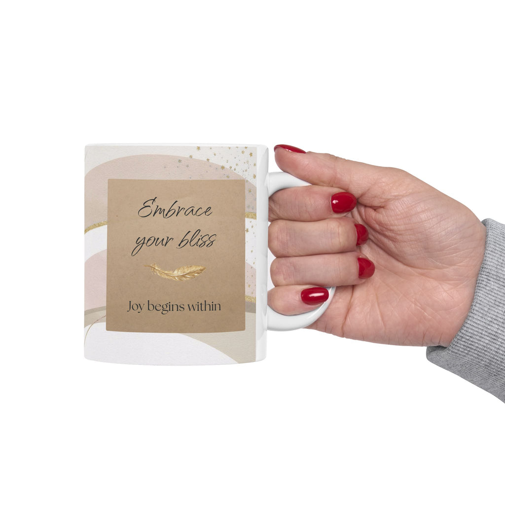 "Embrace Your Bliss" Beige Ceramic Mug