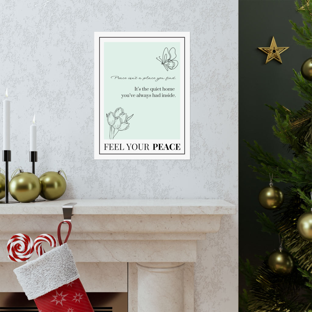 "Feel Your Peace" – Mint Green Inspirational Poster