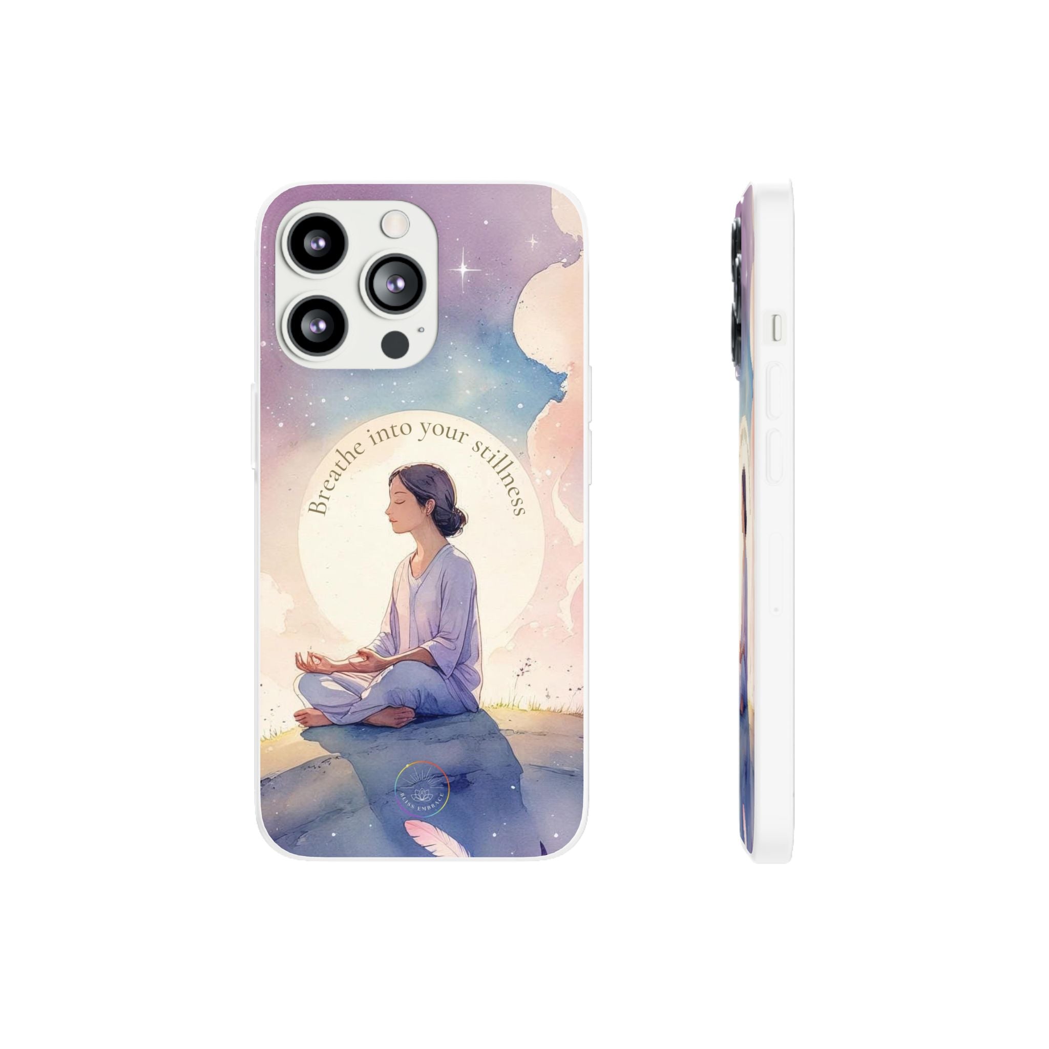Inspirational Clear Phone Case – Breathe into Your Stillness