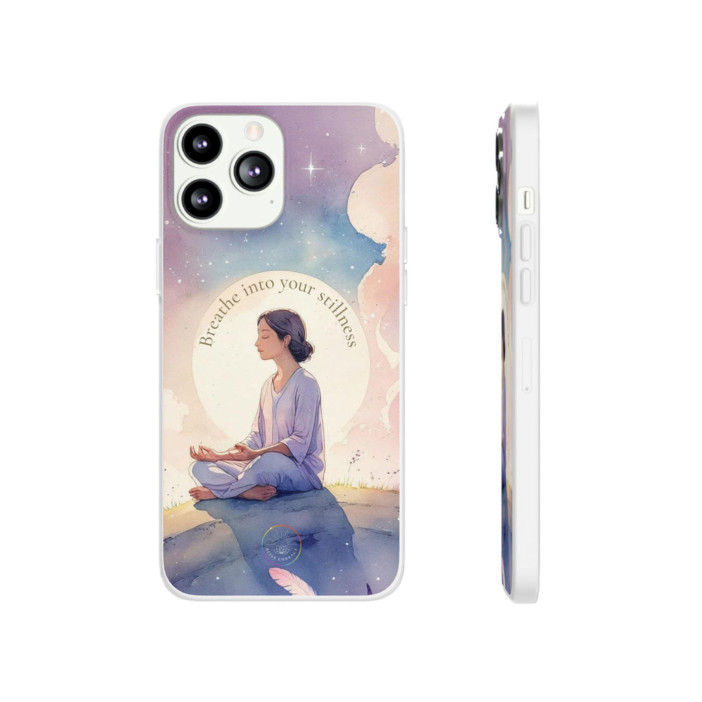 Inspirational Clear Phone Case – Breathe into Your Stillness