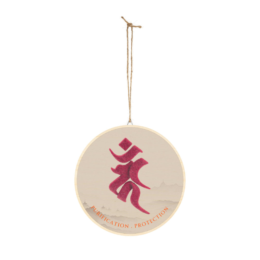 Fudo Myoo (Acalanatha) Bonji Mystic Amulet Wood Sign