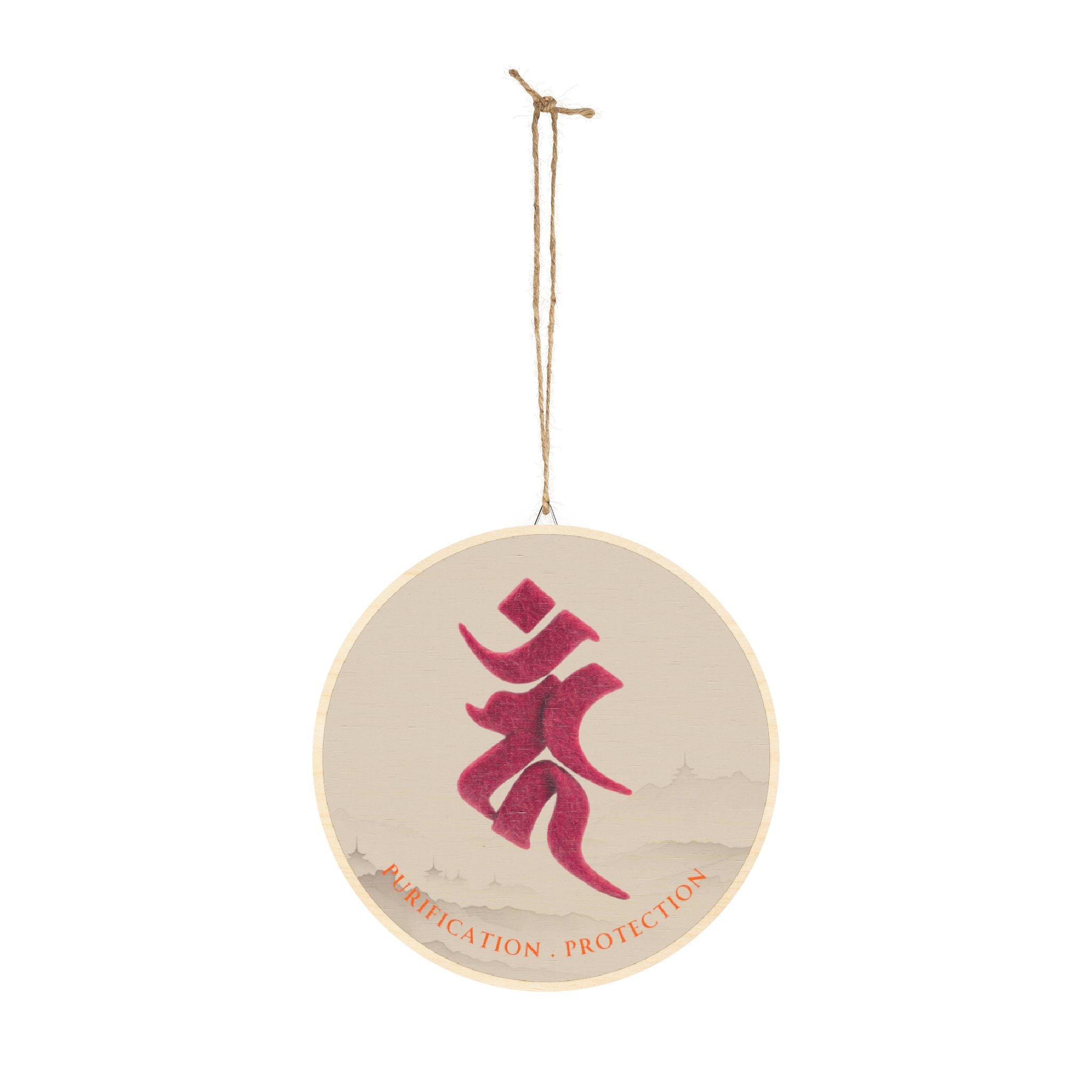 Fudo Myoo (Acalanatha) Bonji Mystic Amulet Wood Sign