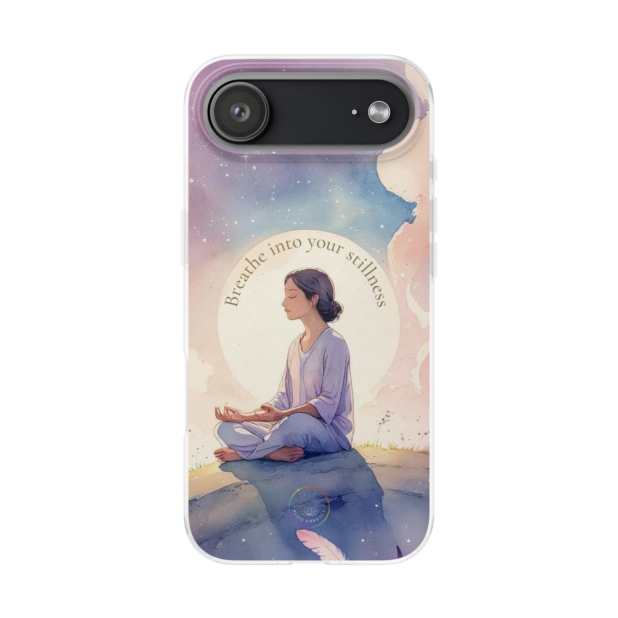 Inspirational Clear Phone Case – Breathe into Your Stillness