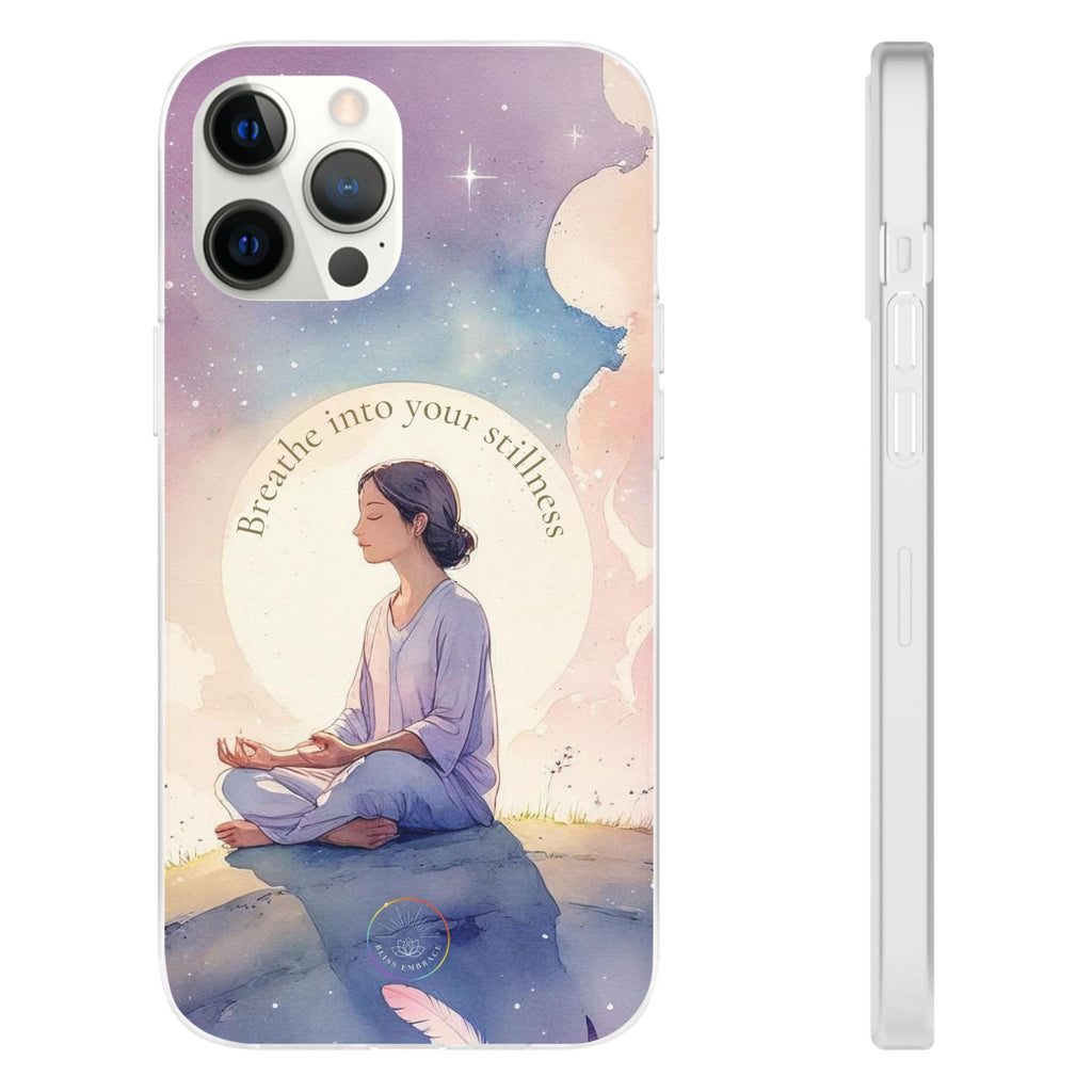 Inspirational Clear Phone Case – Breathe into Your Stillness