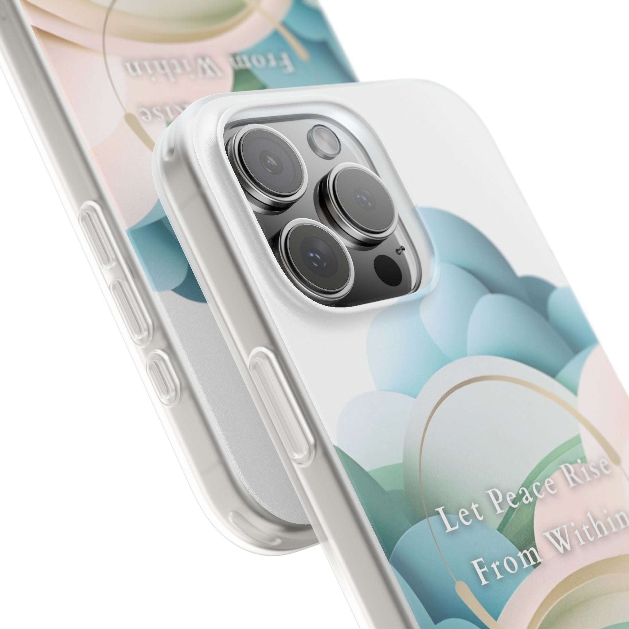 Inspirational Clear Phone Case – Let Peace Rise from Within