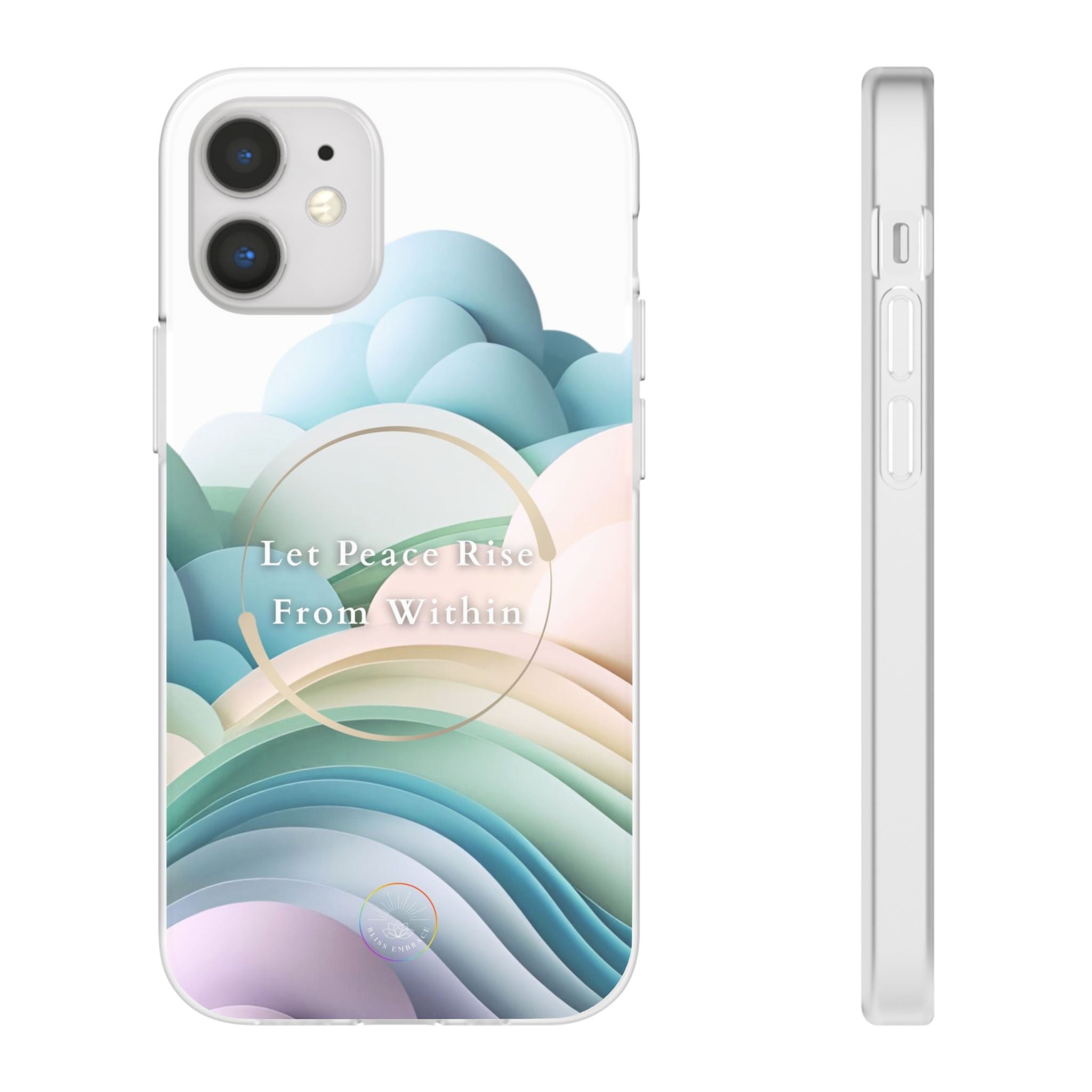 Inspirational Clear Phone Case – Let Peace Rise from Within