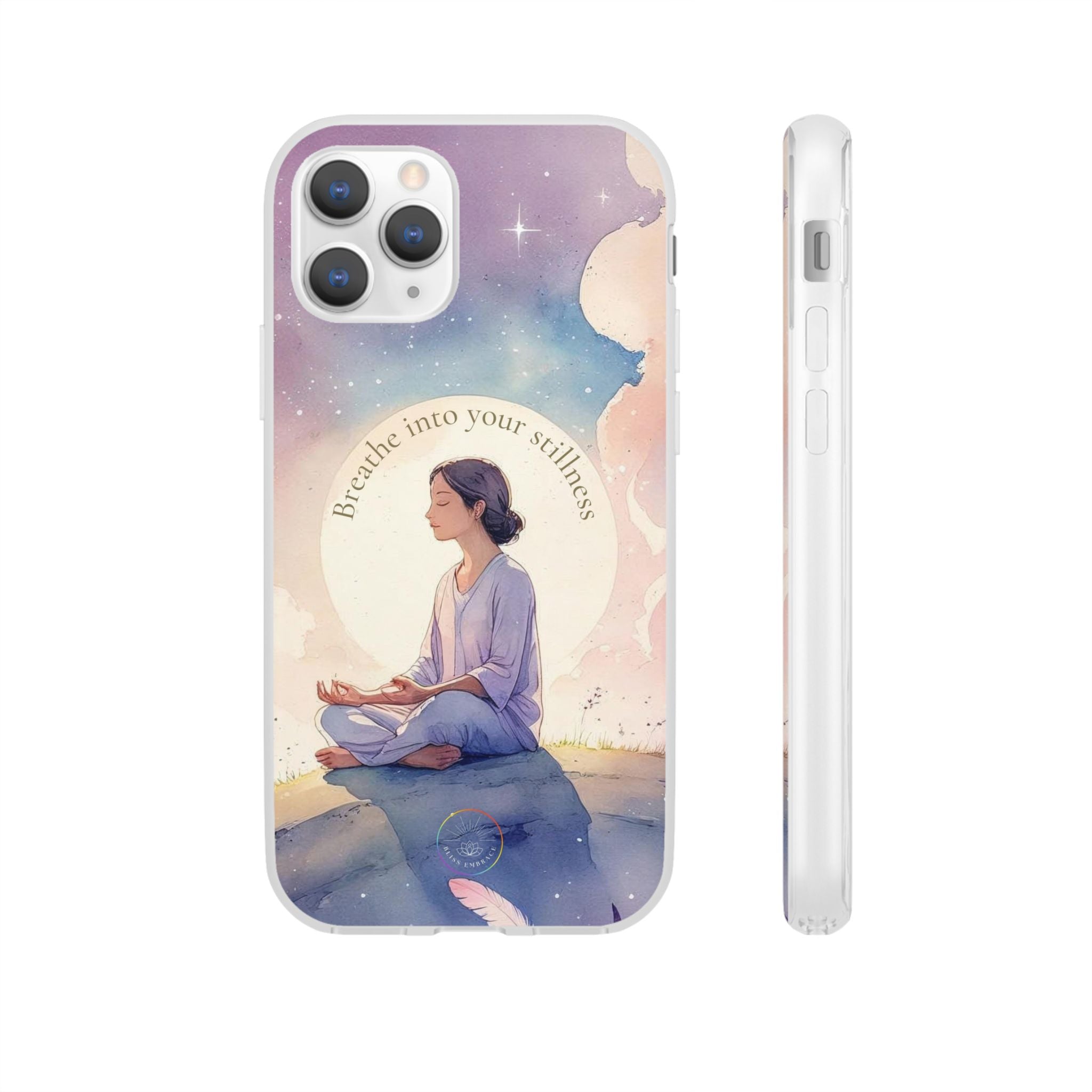 Inspirational Clear Phone Case – Breathe into Your Stillness
