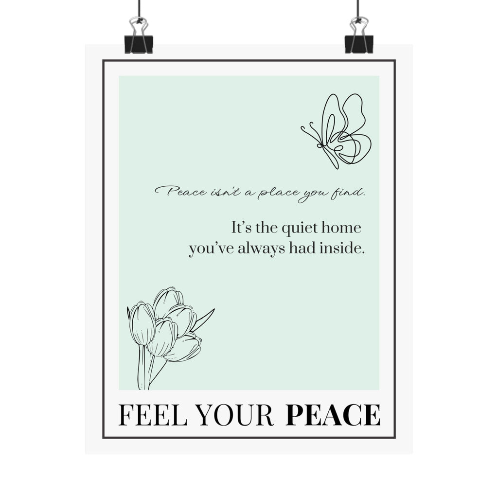 "Feel Your Peace" – Mint Green Inspirational Poster