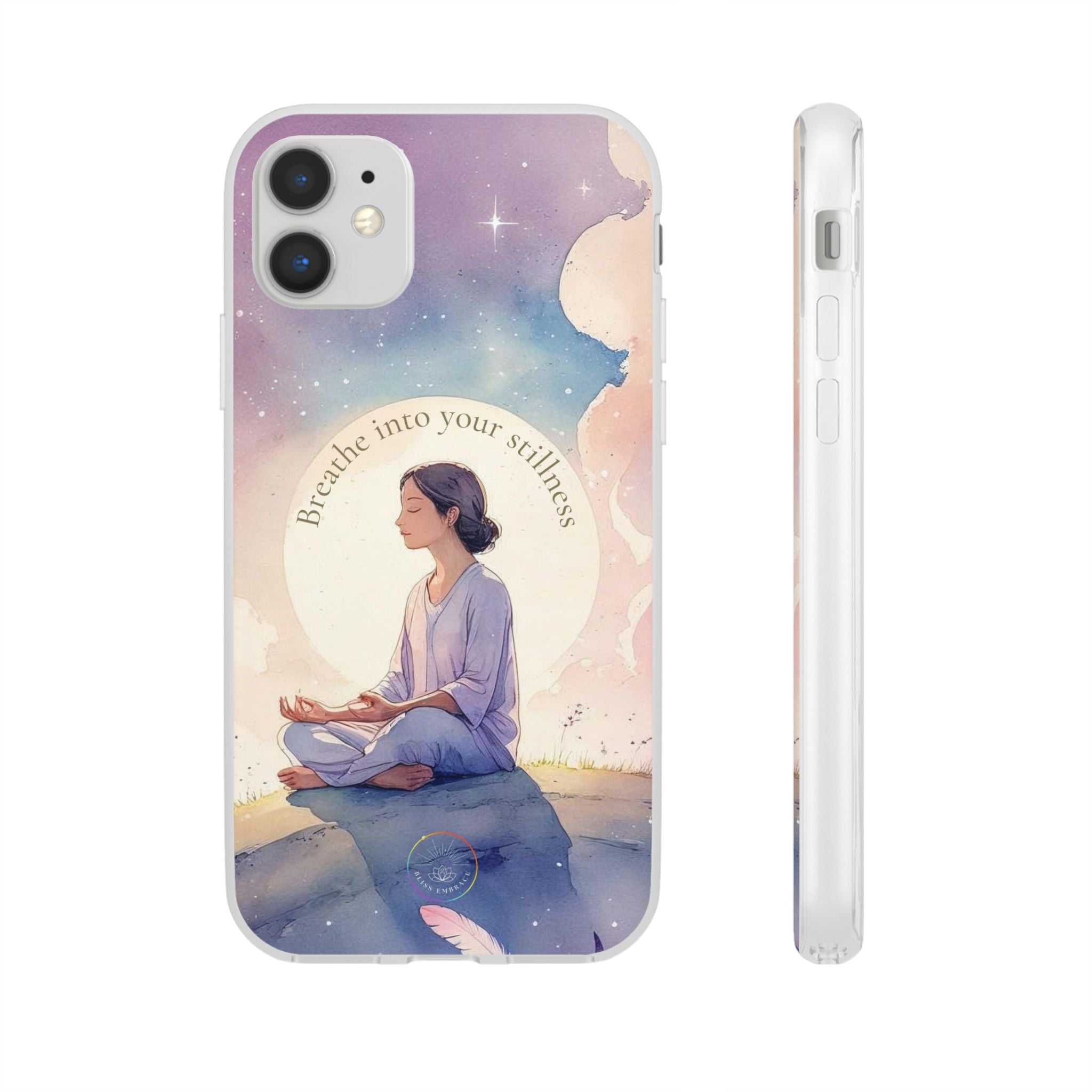 Inspirational Clear Phone Case – Breathe into Your Stillness
